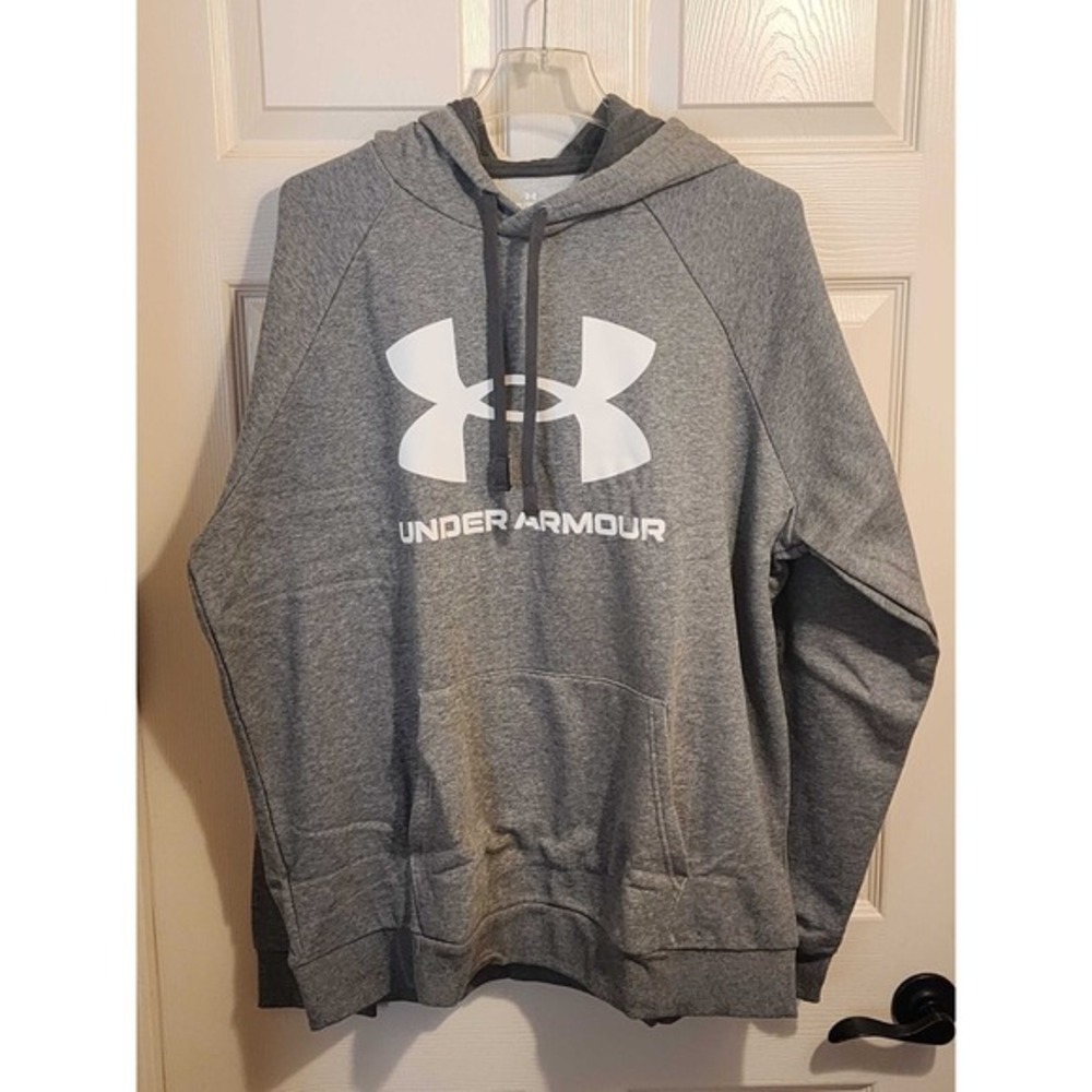 Under Armour Rival Fleece Big Logo Hoodie Men's Size Large 1379758-025 Gray NWT